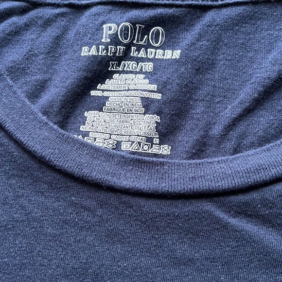 Polo Ralph Lauren Tshirt Mens XL Navy Blue Classic Fit 100% Cotton Crew Neck - Picture 2 of 4